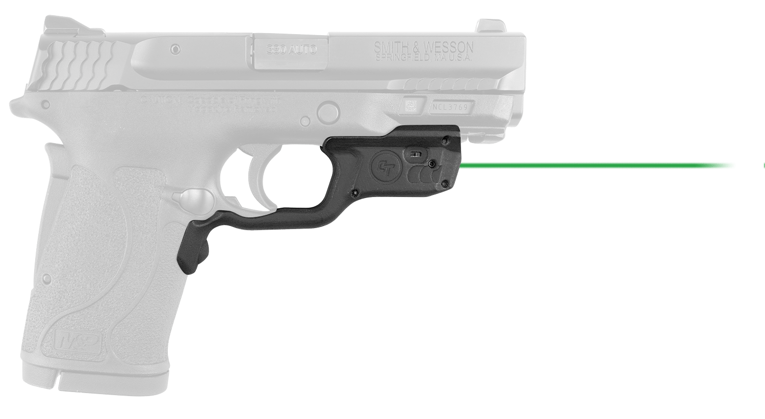 Crimson Trace 0198801 Laserguard  Fits S&W M&P 22/380EZ Shield/9EZ Shield, Green Laser Black Polymer