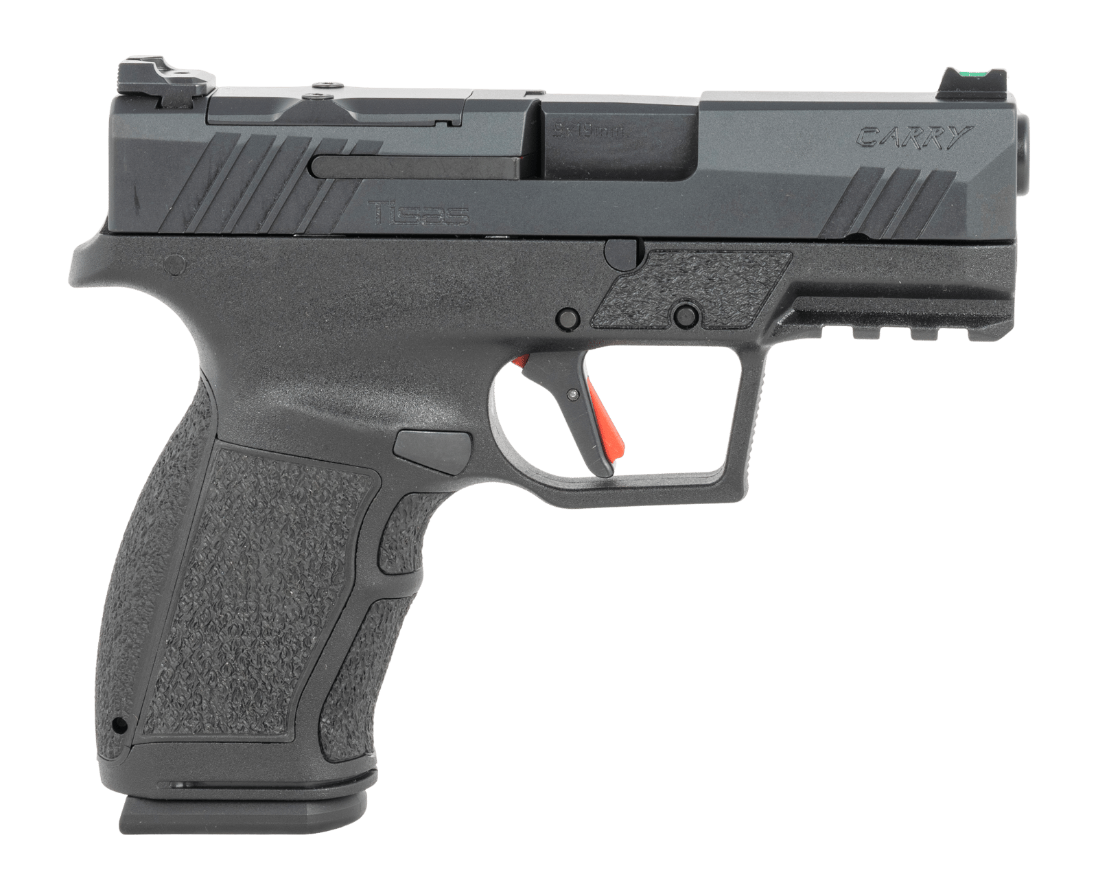 Tisas Arms 15000302 PX-9  Carry 9mm Luger 15+1 3.50" Black Carbon Steel Optic Ready/Serrated Slide, Black Polymer Frame w/Picatinny Rail, Black Rubber Grip, RMR Footprint