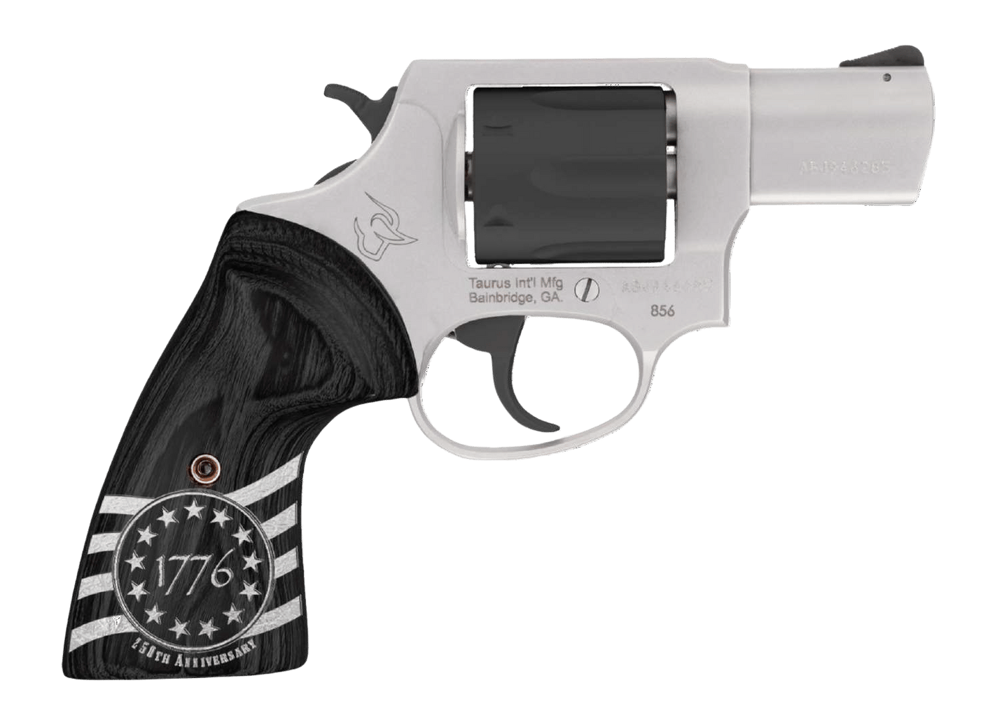 Taurus 2-85635-US3 856 1776 Small 38 Special +P 6 Shot 3" Stainless Steel Barrel, Black Stainless Steel Cylinder, Stainless Steel Frame, Custom Altamont Grip, Transfer Bar Safety