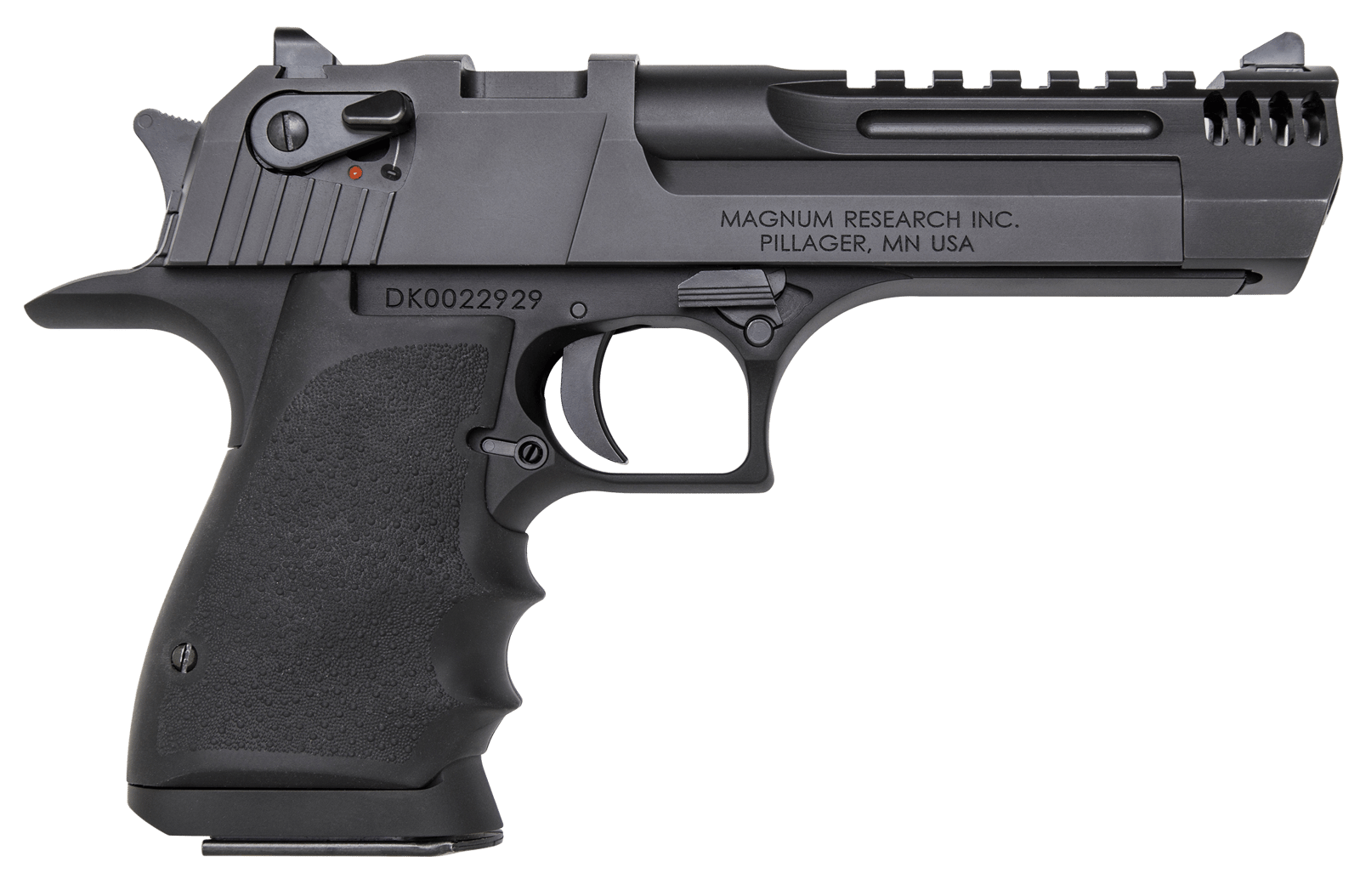 Magnum Research DE445IMB Desert Eagle L5 44 Rem Mag 5" with Muzzle Brake 8+1 Black Hardcoat Anodized Aluminum Frame Black Carbon Steel Slide Black Hogue Wraparound Grip