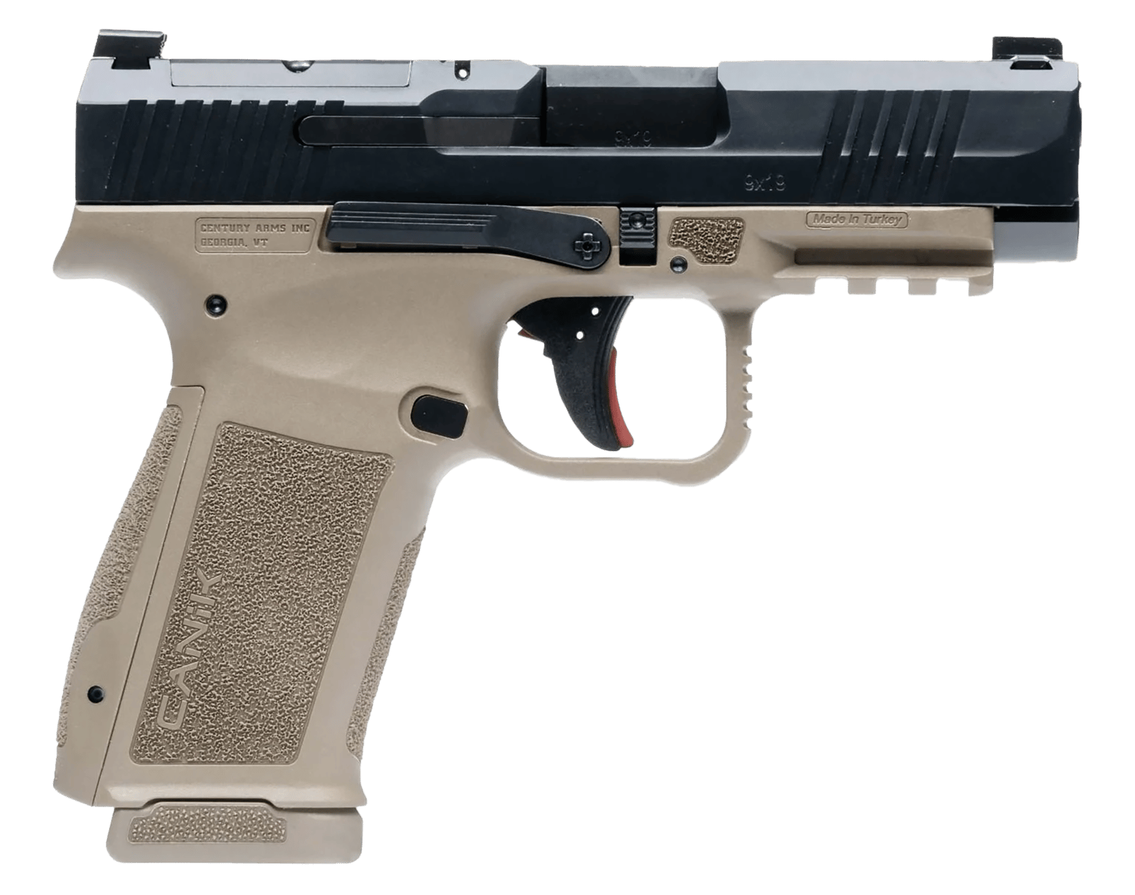Canik HG7883BDN Mete MC9LS Sub-Compact Frame 9mm Luger 17+1 3.64" Black Steel Barrel, Black Nitride Serrated Steel Slide, Flat Dark Earth Polymer Frame w/Picatinny Rail, Interchangeable Backstrap Grip