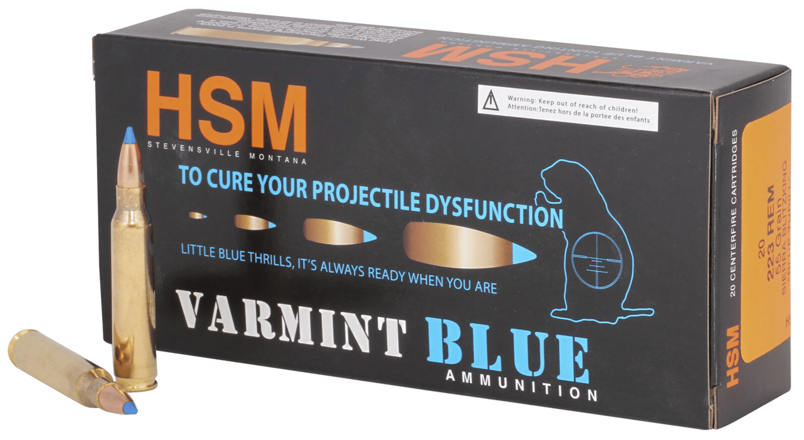 HSM 22354N Varmint  223 Rem 54gr Sierra BlitzKing 20 Per Box/ 25 Case