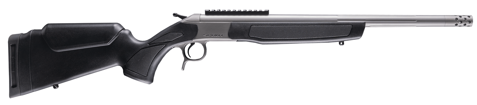 CVA CR4444S Scout Takedown 44 Mag 1rd 20" Stainless Fluted Threaded Barrel, Stainless Steel Receiver w/Picatinny Rail, Adj Comb & LOP Black Synthetic Stock