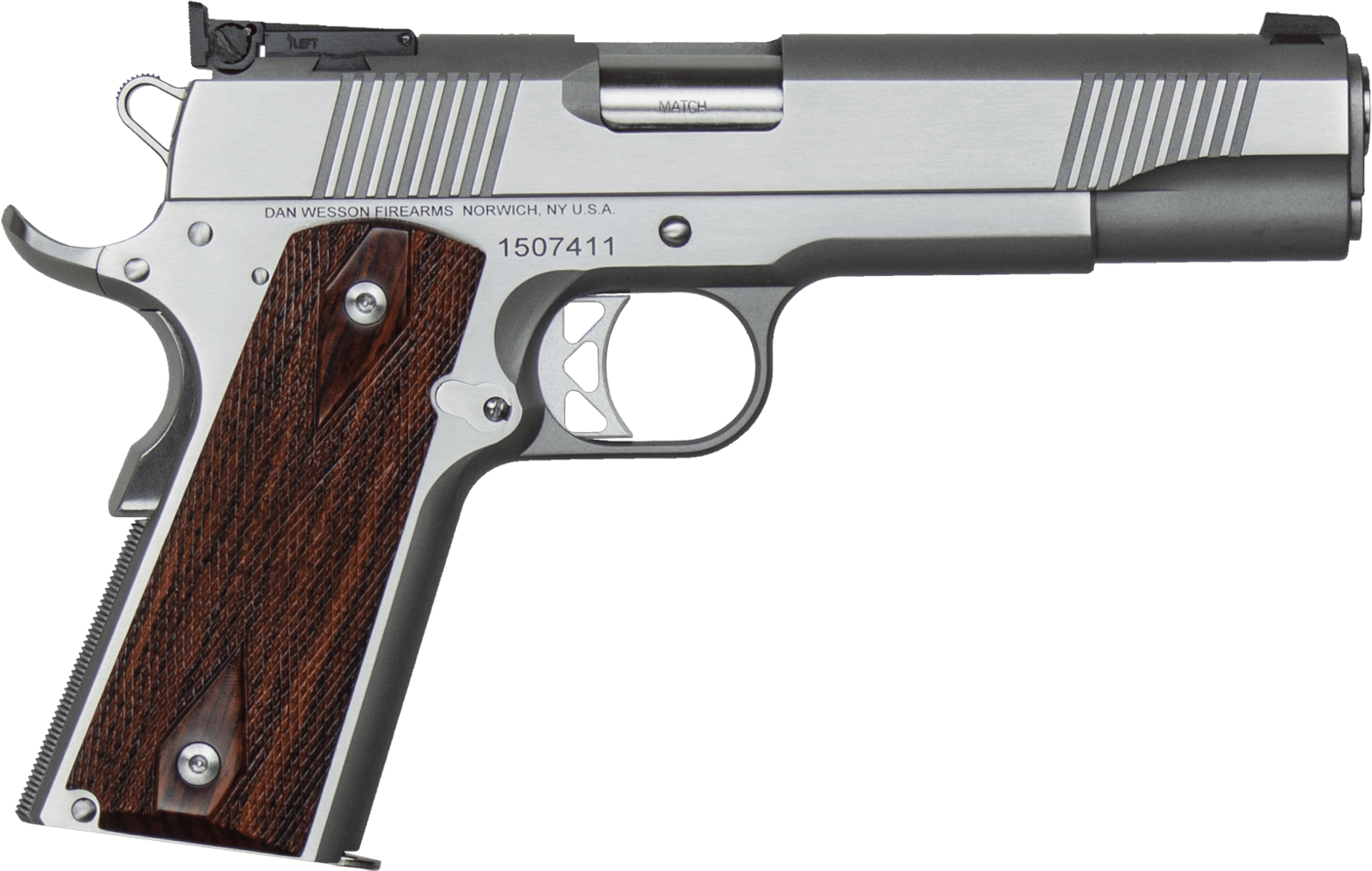 Dan Wesson 01900 Pointman Seven *CA Compliant 45 ACP 8+1 5" Stainless Steel Barrel, Brushed Stainless Steel Serrated Slide, Frame w/Beavertail, Wood Grip