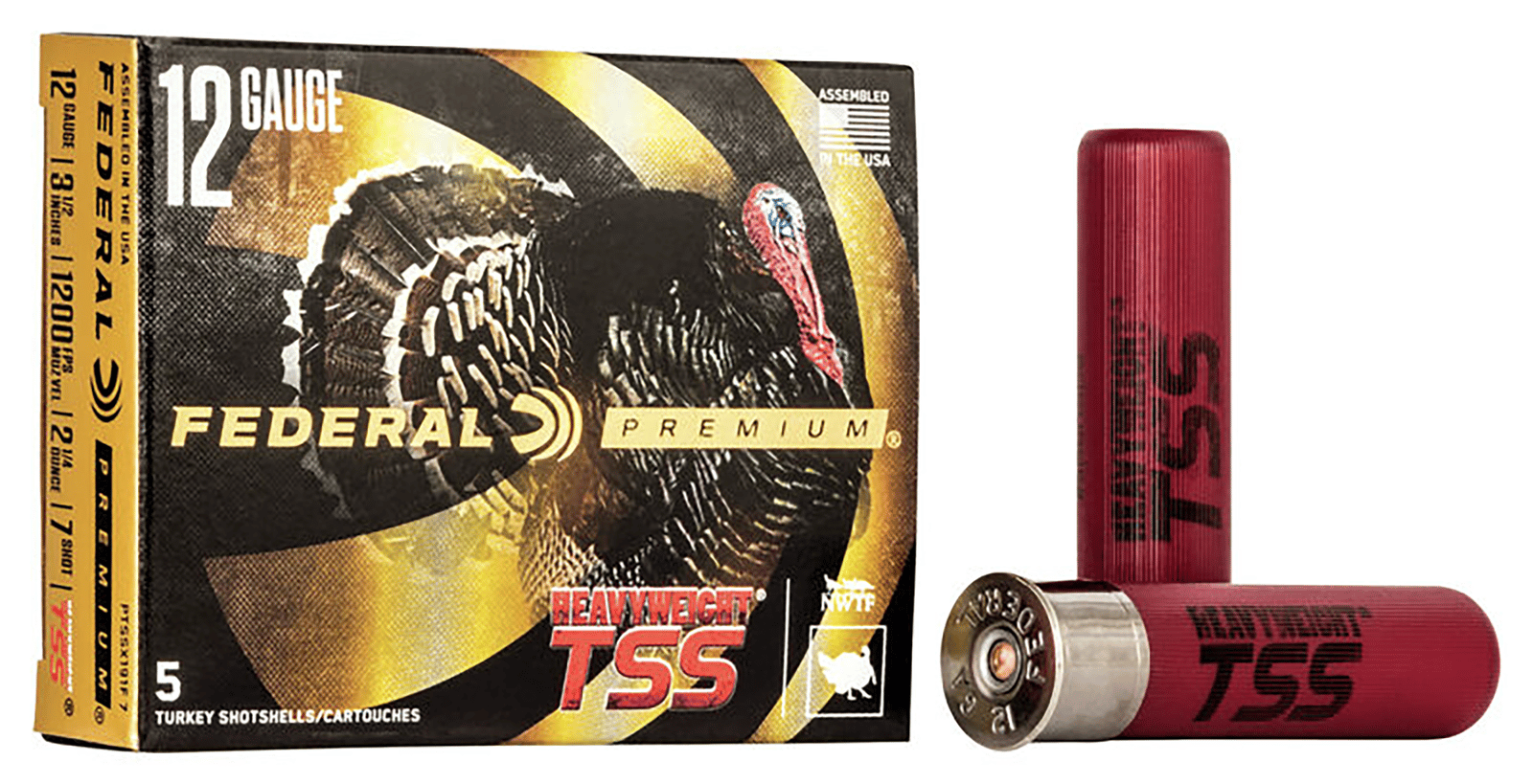 Federal PTSSX191F7 Premium Turkey Heavyweight TSS 12Gauge 3.50" 2 1/4oz 7Shot 5 Per Box/50 Case
