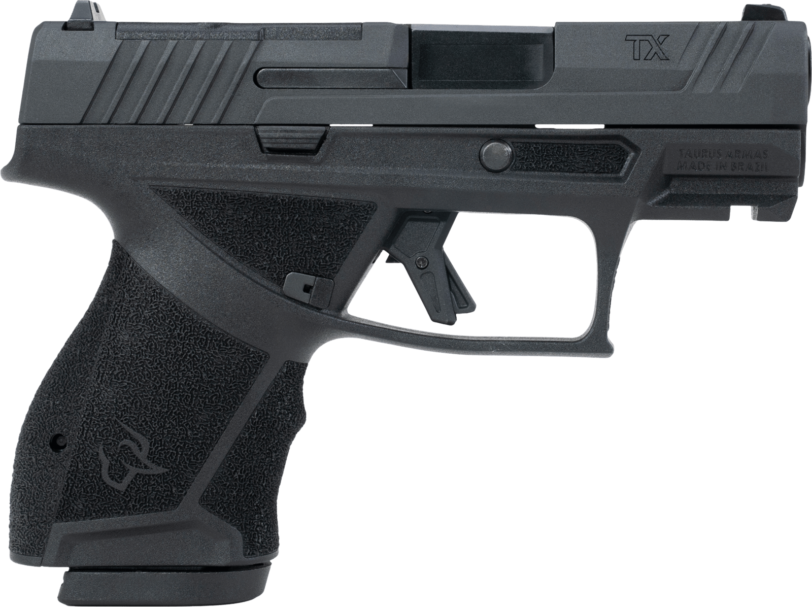 Taurus  TX 9  Compact 9mm Luger 10+1 3.40" Black Barrel, Black Nitride Alloy Steel Optic Ready/Serrated Slide, Black Stainless Steel Frame w/Picatinny Rail, Interchangeable Backstrap Grip