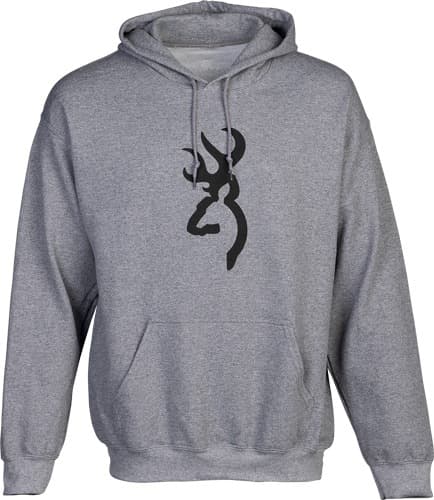 BROWNING HOODIE BRANDED BUCK MARK HEATHER GRAY LARGE