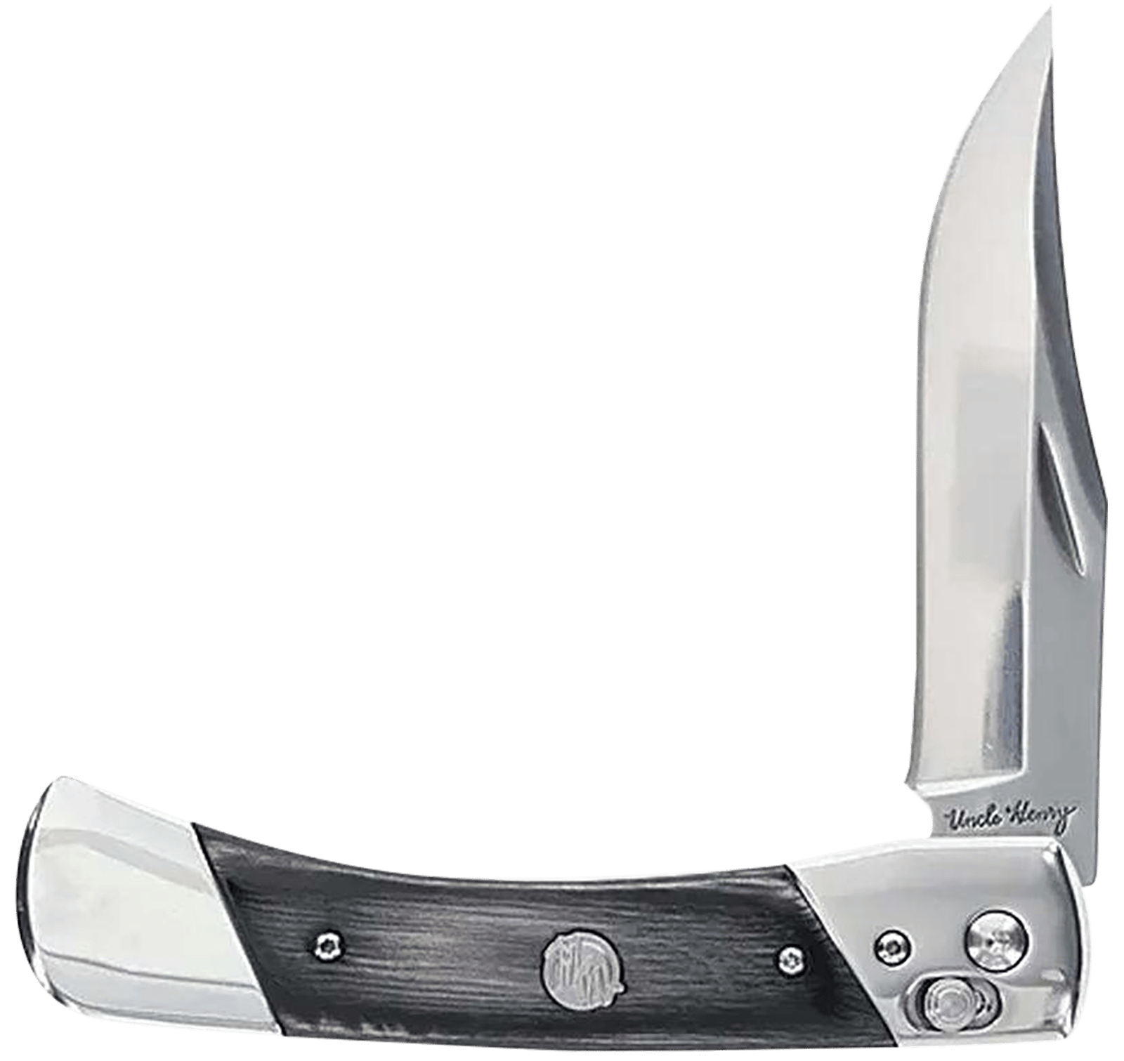 Uncle Henry 1222013 Bear Paw  3.80" Folding Plain 7Cr17MoV SS Blade, Black/SS Wood Laminate Handle