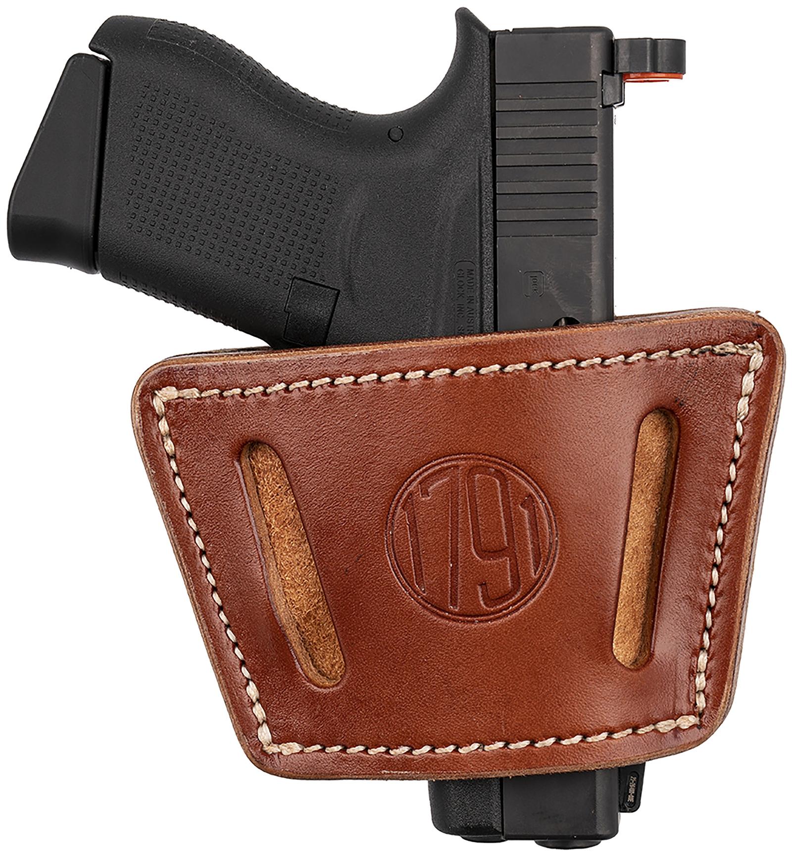 1791 Gunleather UIWCBRA UIW  IWB/OWB Classic Brown Leather Belt Clip Fits Most Small-Mid Frame Autos Ambidextrous