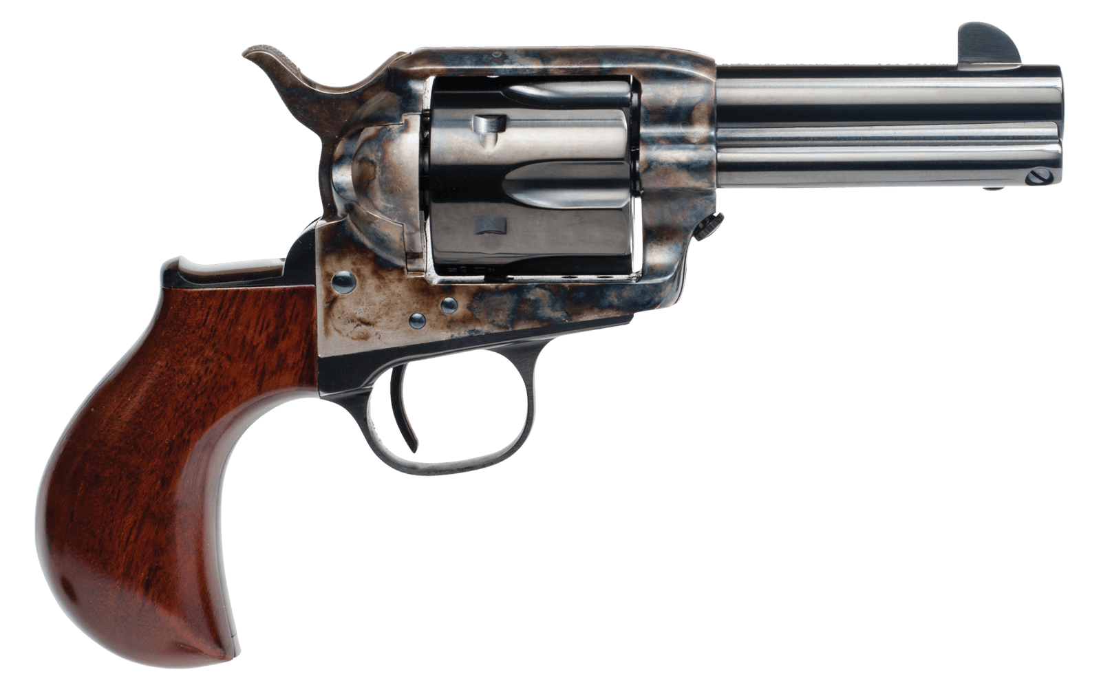 Cimarron CA346 Model P Thunder 45 Colt (Long Colt) 6 Shot 3.50" Blued Stainless Steel Barrel, Blued Cylinder, Color Case Hardened Steel Frame, Birdshead Walnut Grip, Exposed Hammer