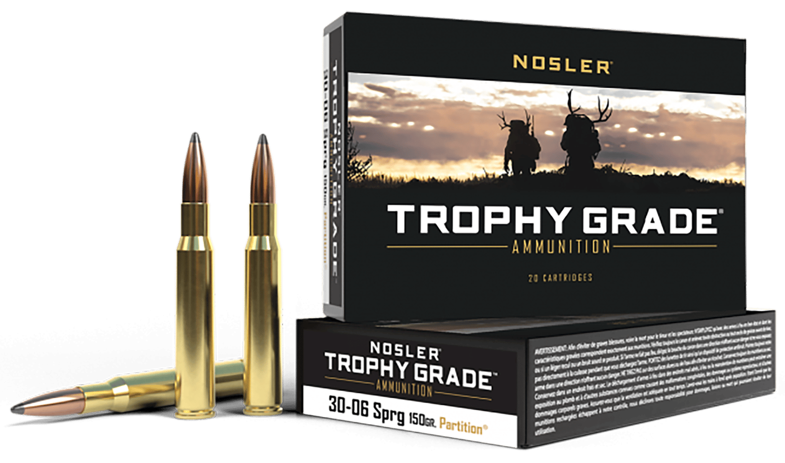 Nosler 60055 Trophy Grade  30-06Springfield 150gr Nosler Spitzer Partition 20 Per Box/10 Case