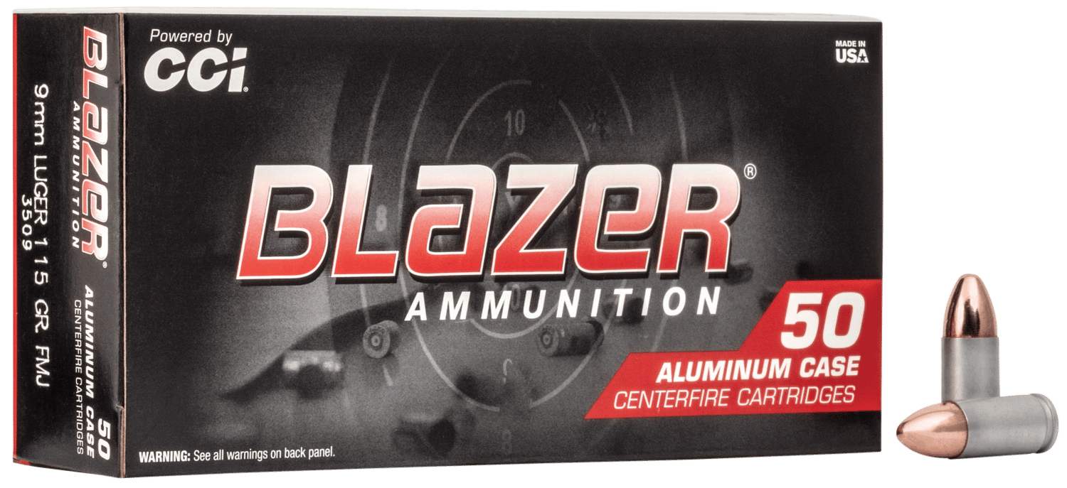 CCI 3509 Blazer Handgun 9mmLuger 115gr Full Metal Jacket 50 Per Box/20 Case