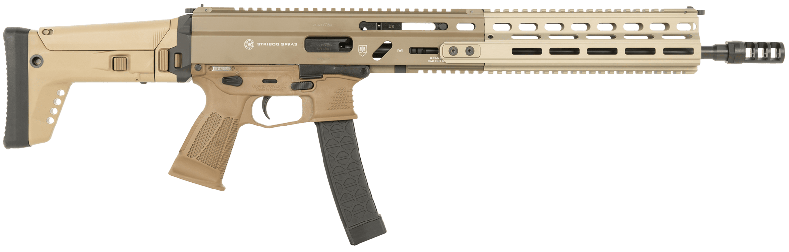 Grand Power 810091158012 Stribog SP9A3 9mm Luger 30+1 16" Flat Dark Earth