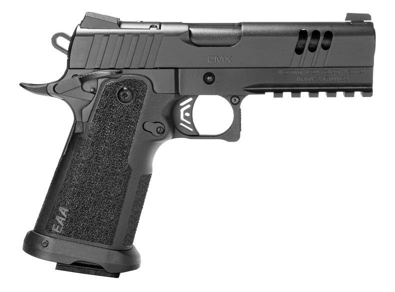 Girsan 395068 Witness2311 CMXX 45 ACP 11+1 4.25" Black Ported w/Integral Compensator Bull Barrel, Black Steel Lightening Cut/Optic Ready/Serrated Slide, Black Polymer Frame w/Beavertail & Picatinny Ra