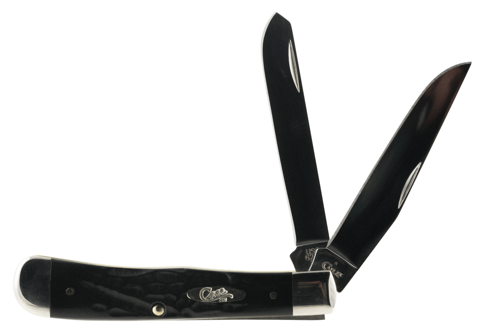 Case 18221 Trapper  3.25"/3.27" Folding Clip Point/Spey Plain Mirror Polished Tru-Sharp SS Blade Rough Black Jigged Synthetic Handle