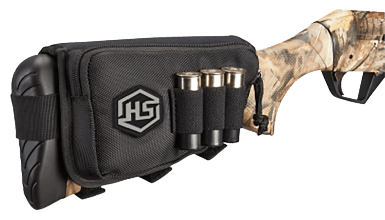 Hunters Specialties 01621 Buttstock Shell Holder  W/Pouch Holds 3 Rounds Black Polyester