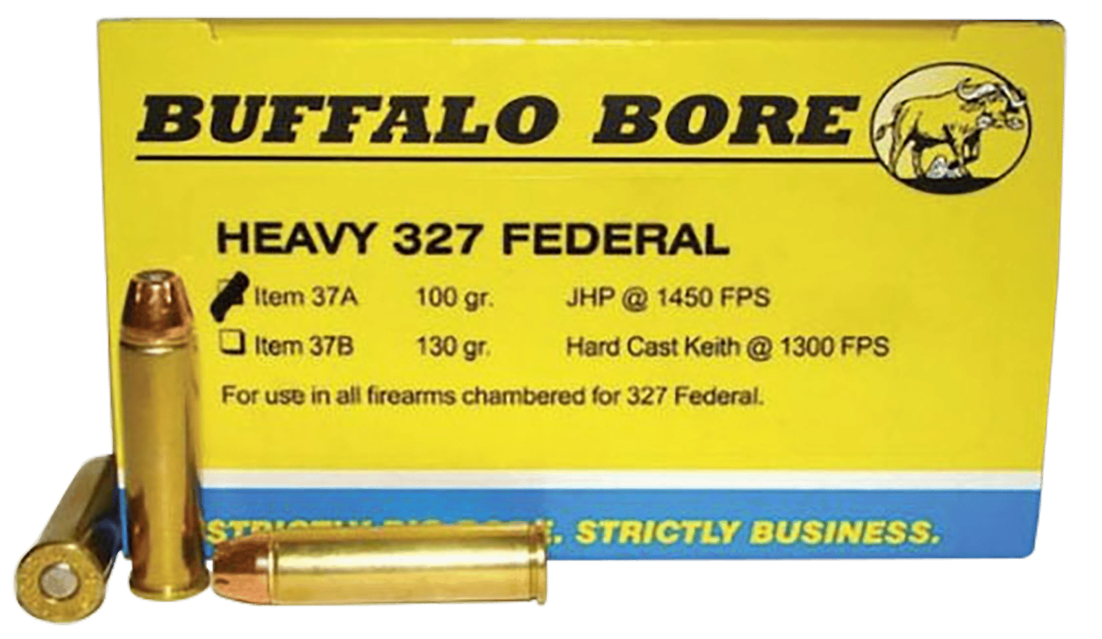 Buffalo Bore Ammunition 37A20 Heavy Strictly Business 327Federal Mag 100gr Jacket Hollow Point 20 Per Box/12 Case