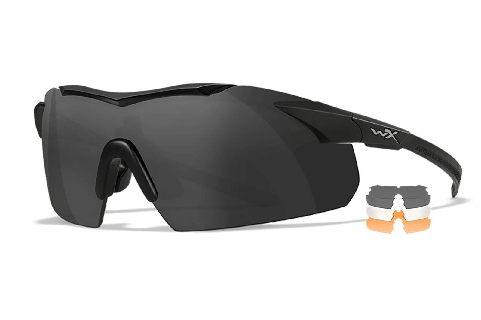 Wiley X 3552 Vapor  Comm Temples Smoke Gray/Clear/Light Rust Lens Polycarbonate Matte Black Frame