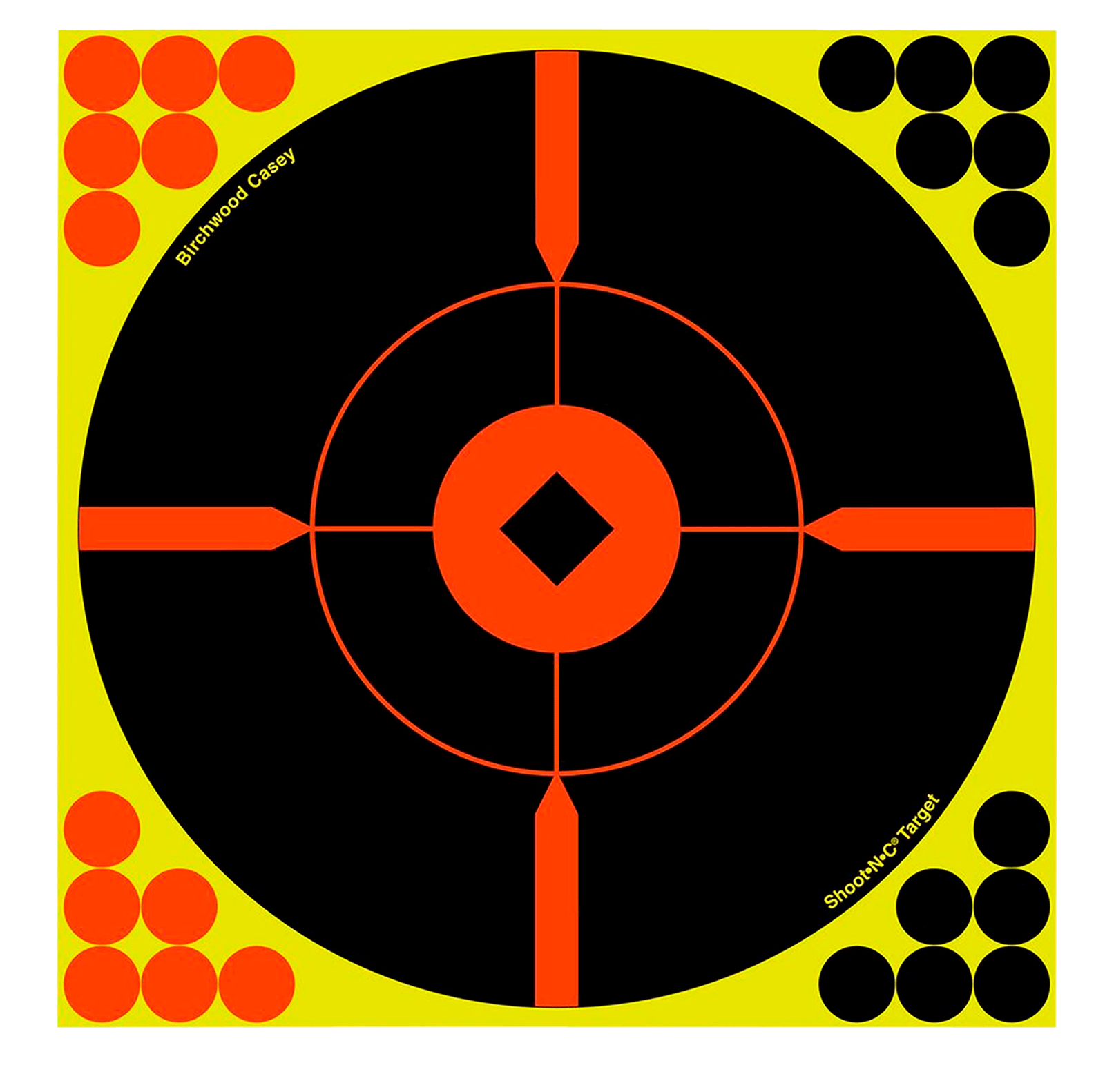 Birchwood Casey 34016 Shoot-N-C Reactive Target Self-Adhesive Paper Black/Yellow/Red 12" Bullseye 100 Pack