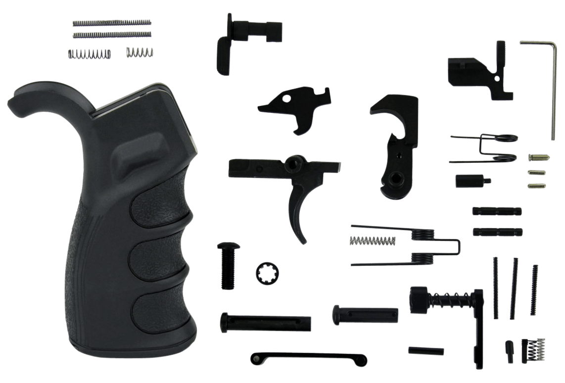 TacFire LPK02USAB Lower Parts Kit  AR-15 Black PGAR-B Grip Black