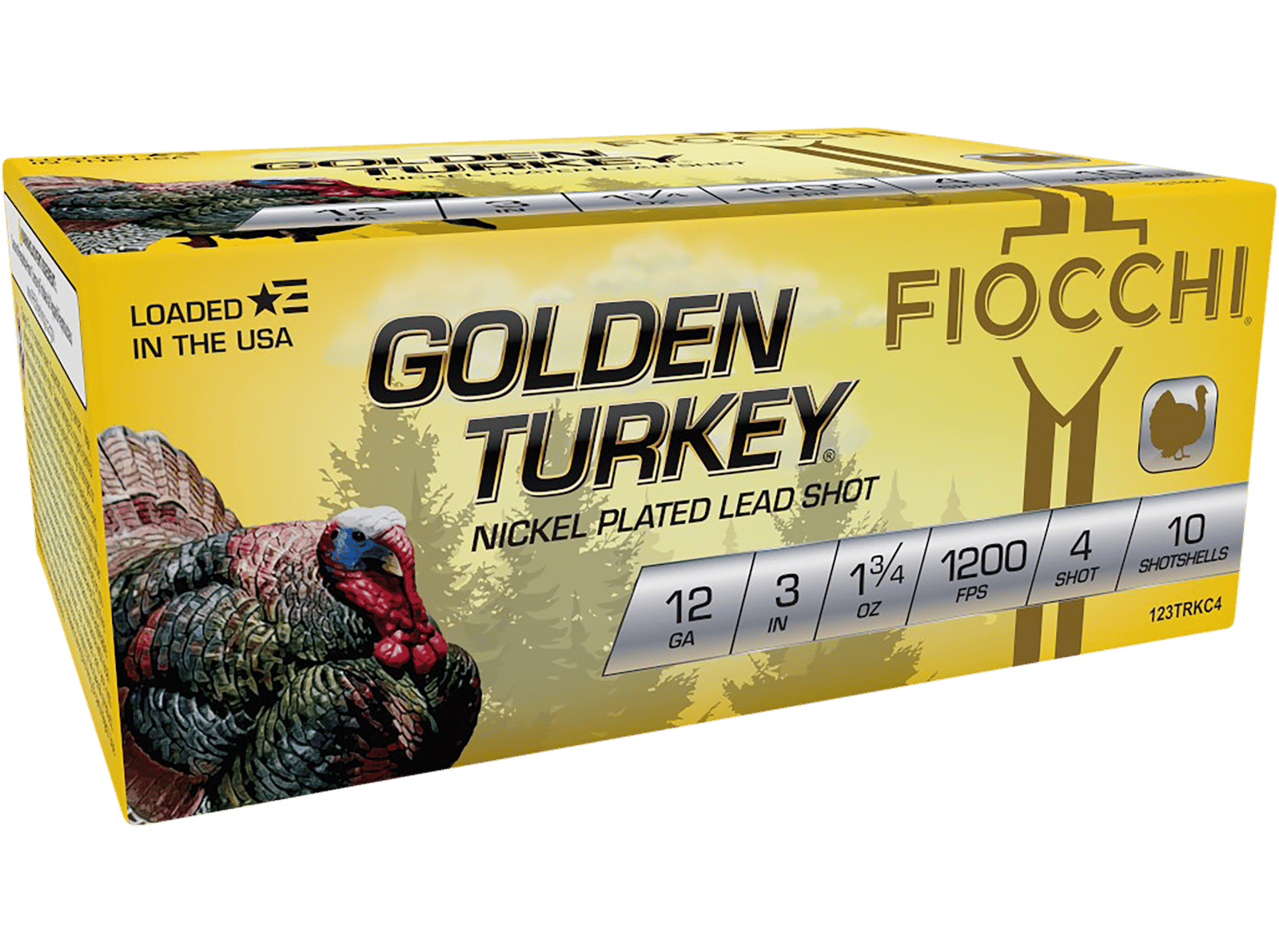 Fiocchi 123TRKC4 Golden Turkey  12Gauge 3" 1 3/4oz 4Shot 10 Per Box/10 Case