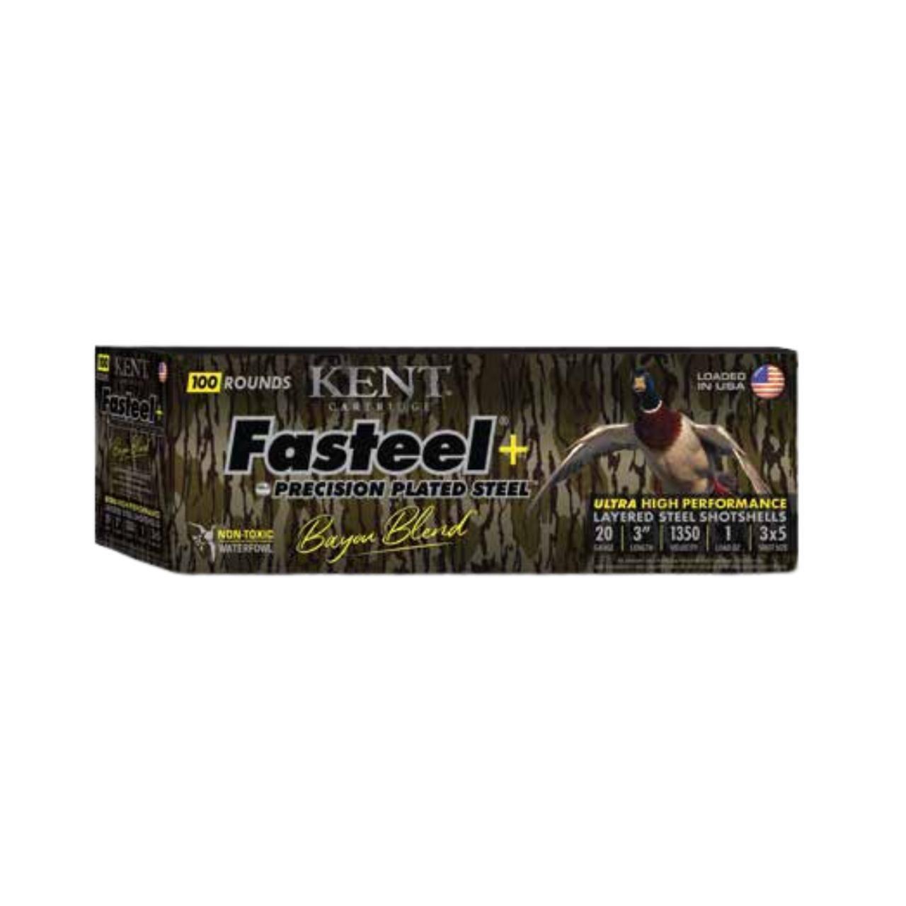 Kent Fasteel+  Precision Plated Steel Bayou Blend Shotshells 20ga 3" 1oz 1350 fps #3 & #5 100/ct