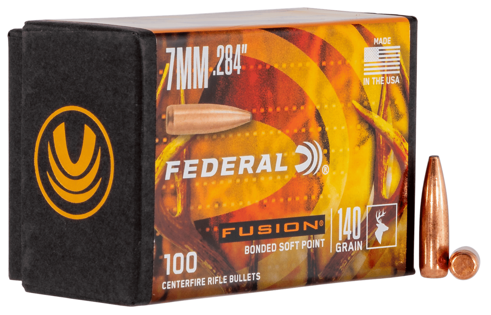 Federal FB284F1 Fusion Component  7mm .284 140 gr Fusion Soft Point 100 Per Box/ 4 Case