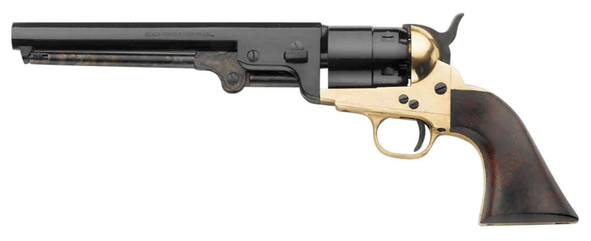 Pietta REB44 1851 Navy 44 Cal 7.37" 6rd Brass Frame, Blued Cylinder & Octagon Barrel, Walnut Grip