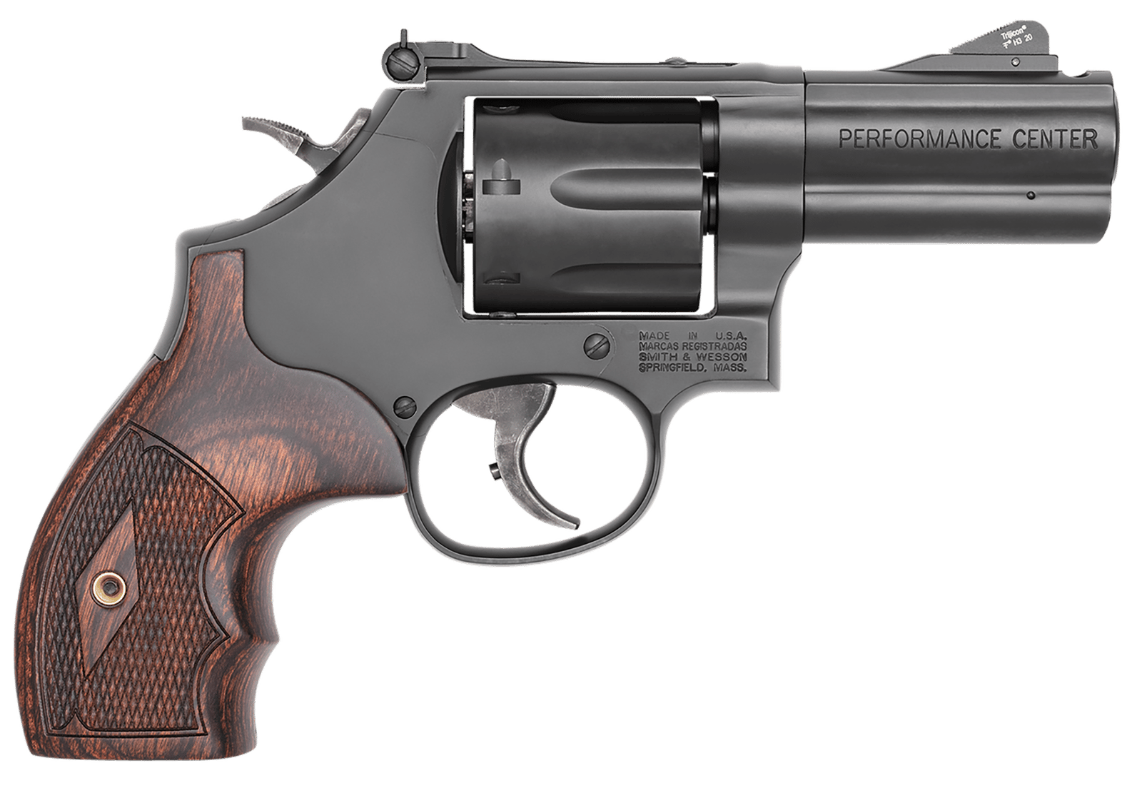 Smith & Wesson 170170 Model 586 Performance Center L-Comp 357 Mag Blued Carbon Steel 3" Ported Full Lug Barrel, 7rd Cylinder & L-Frame, Checkered Altamont Rosewood Grip, Titanium Front Night Sight