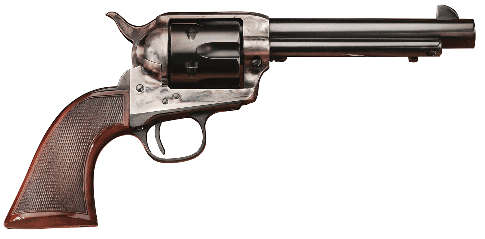 Taylors & Company 4109DE Smoke Wagon Deluxe 45 Colt (LC) 6rd 4.75" Blued Cylinder & Barrel Color Case Hardened Steel Frame Checkered Walnut Grip