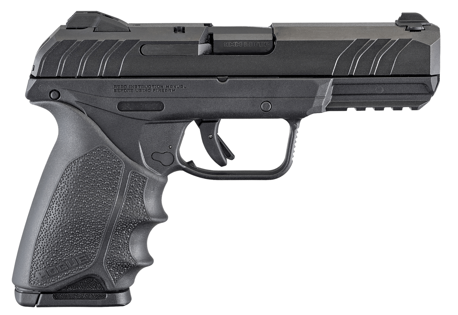 Ruger 3819 Security-9  9mm Luger  4" Barrel 10+1, Black Polymer Frame With Picatinny Acc. Rail, Black Oxide Steel Slide, Hogue Beavertail HandALL Rubber Grip