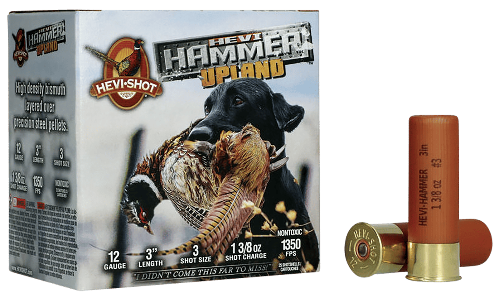 HEVI-Shot HS29113 HEVI-Hammer Upland 12Gauge 3" 1 3/8oz Steel/Bismuth 3Shot 25 Per Box/10 Case