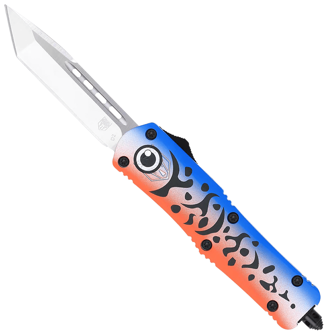 CobraTec Knives MFLBLUFS3TNS FS-3 Fishing Lure Medium 3" OTF Tanto Plain Satin D2 Steel Blade, 4.50" Blue Fishing Lure Aluminum Cerakoted Handle