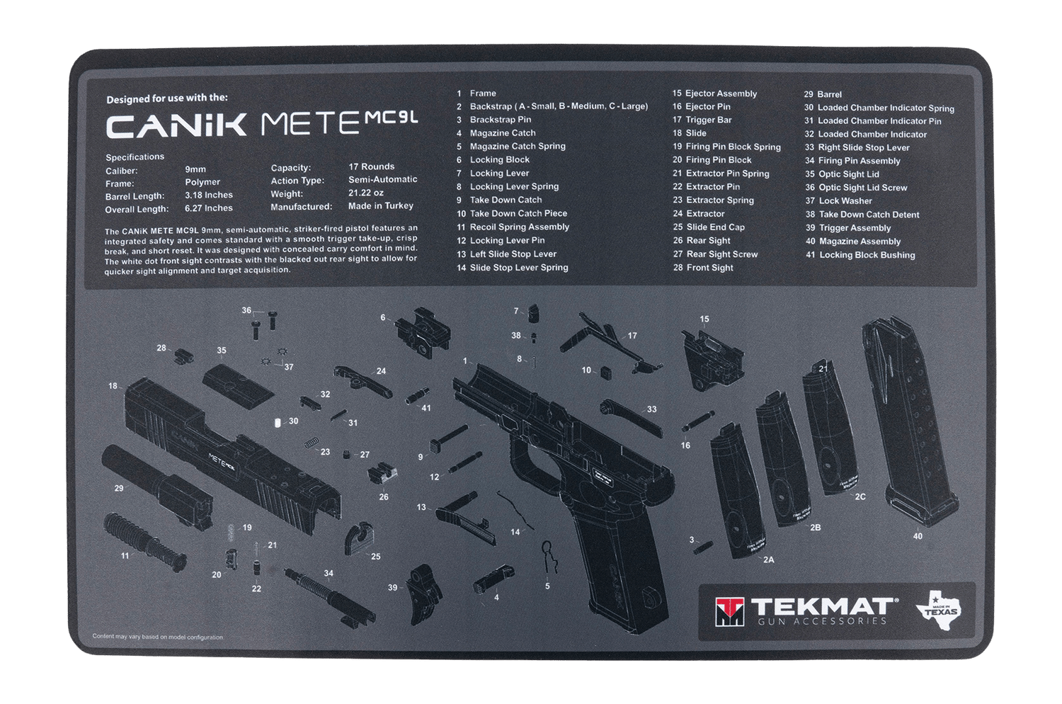 TEKMAT TEK-R17-CANIK-MC9L   17X11 CANIK MC9L