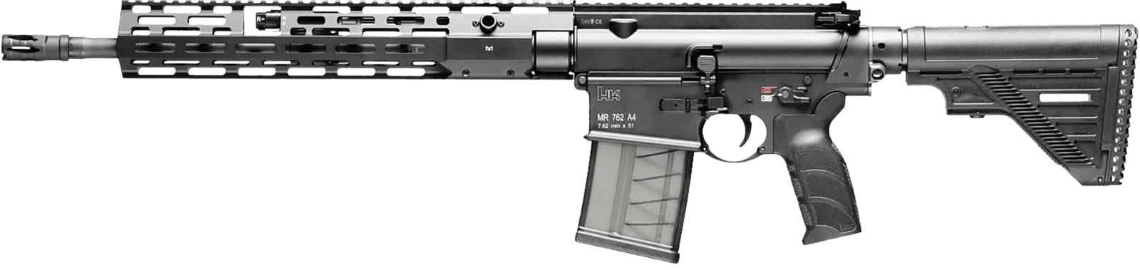 HK 81000829 MR762 A4 7.62x51mm 20+1 16.50" Black Threaded Barrel, Black Picatinny Rail, M-LOK Handguard, 6 Position Black Synthetic Stock, Black Finger Grooved Grip, Ambidextrous