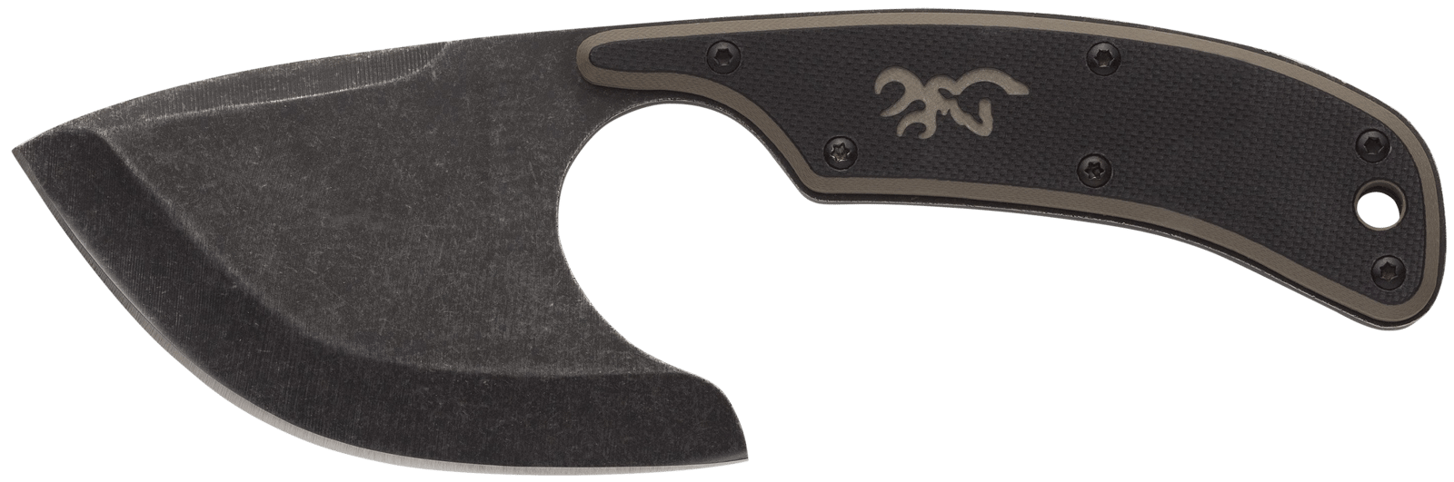 Browning 3220323 Cutoff  2.50" Fixed Skinner Plain Black Black Oxide Stonewashed 9Cr14MoV SS Blade, Black/Tan G10 Handle