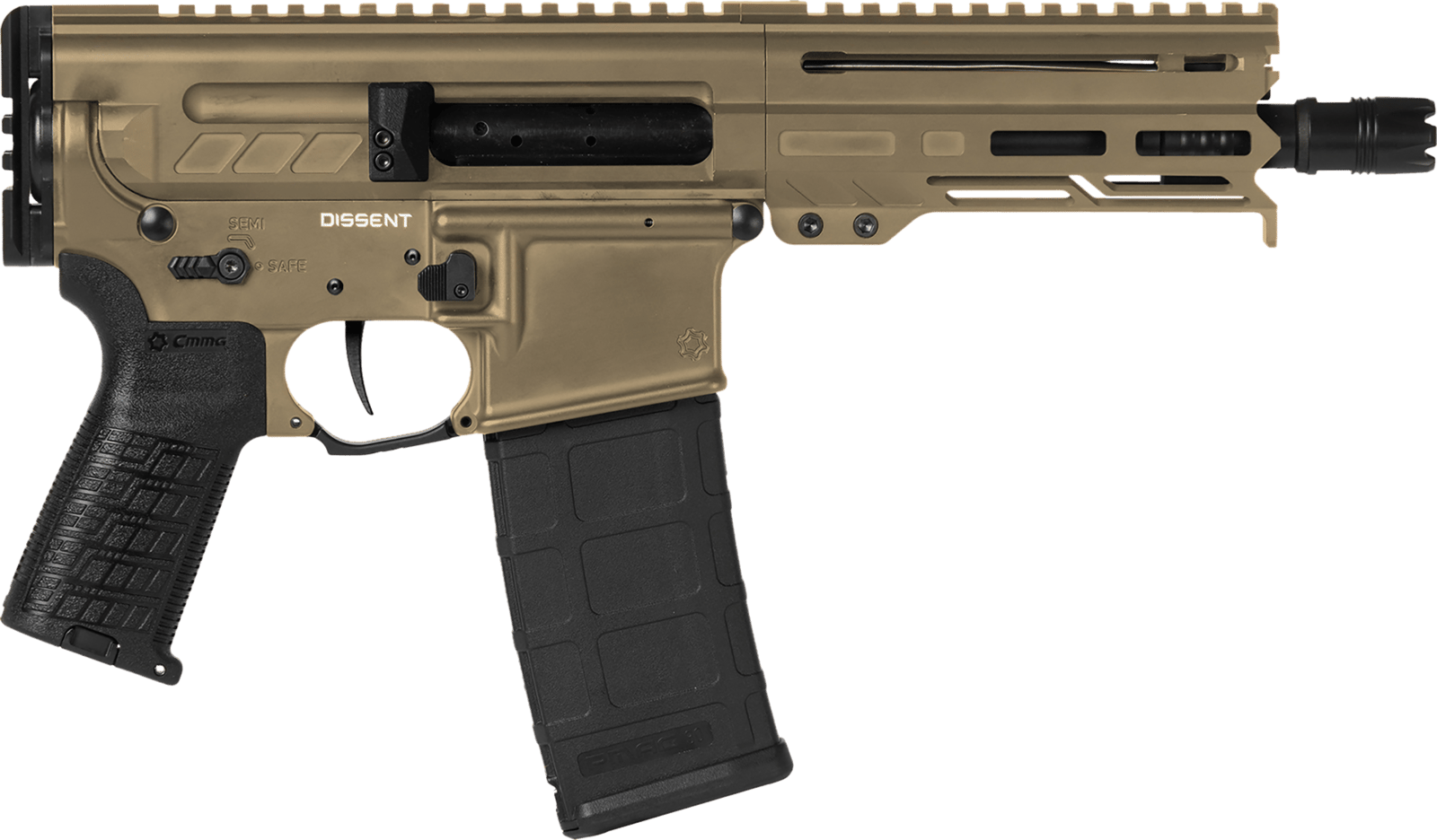 CMMG 30A0E33CT Dissent MK4 300 Blackout 30+1 6.50", Coyote Tan Cerakote Rec, OEM Grip, Picatinny Buffer Adapter, Zeroed Drop-In Single Stage Trigger