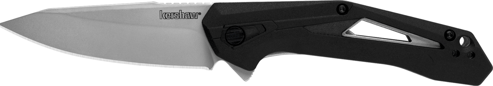 Kershaw 1385 Airlock  EDC 3" Folding Drop Point Plain Bead Blasted 5Cr13MoV SS Blade, Black GFN/SS Handle
