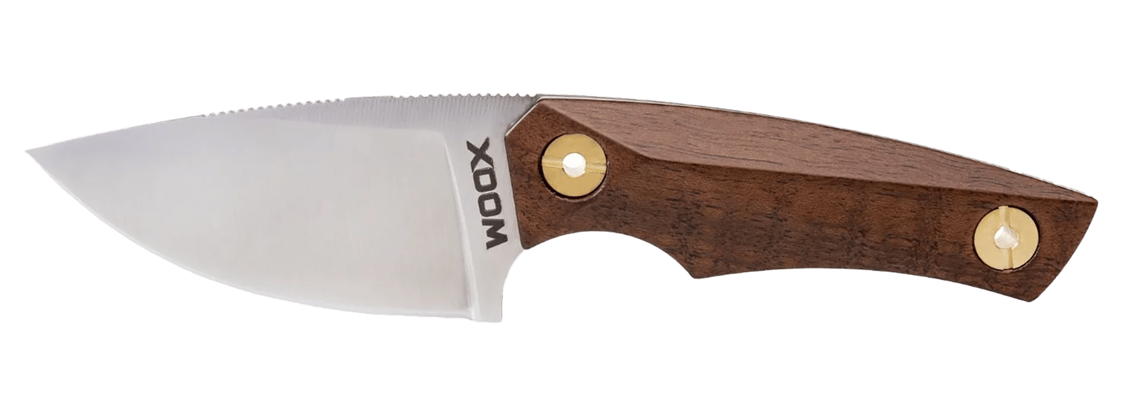Woox BU.KNF030.01 Bad Boy  2.75" Plain Drop Point D2 Steel Blade American Walnut w/ Brass Hardware Handle 6.25" OAL