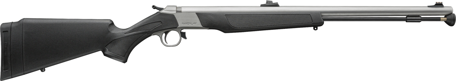 CVA PR2117S Wolf V2 50 Cal 24" Matte Stainless Steel Barrel, Drilled & Tapped Stainless Steel Receiver, Fixed Black Synthetic Stock