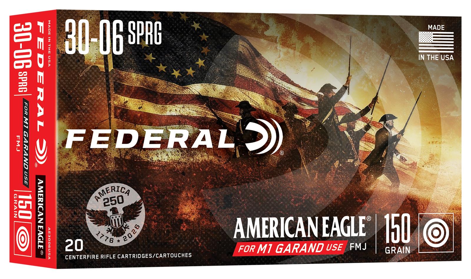 Federal AE3006USA American Eagle  30-06Springfield 150gr Full Metal Jacket 20 Per Box/10 Case