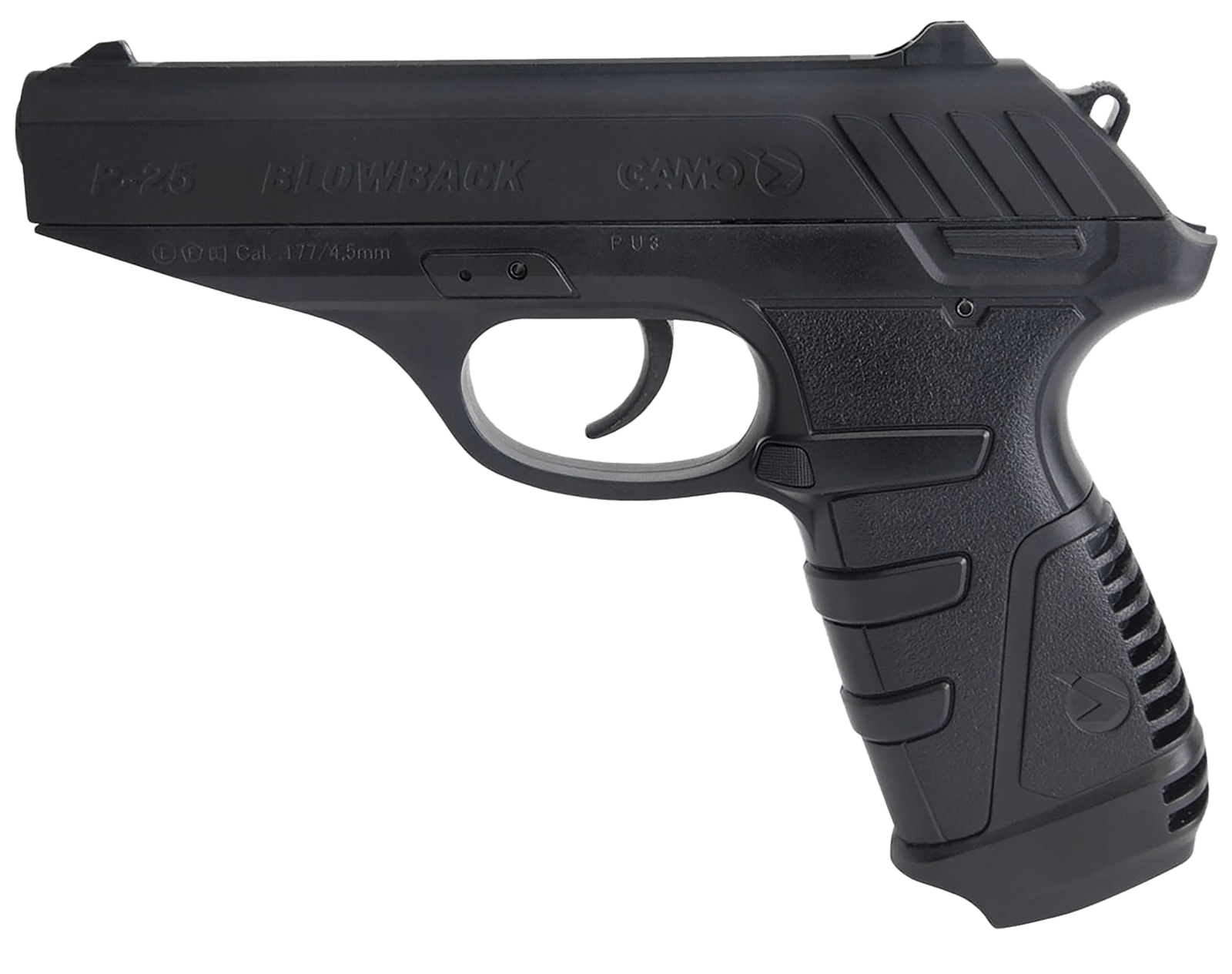Gamo 611138054 P-25 Blowback Air Pistol CO2 177 16+1 Black Textured Polymer Grips