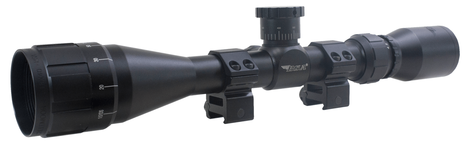 BSA 2239X40AOW Sweet 22 with Matte Black Finish, 3-9x 40mmAO, 30/30 Duplex Reticle, 1" Tube, 25 MOA Adj Size & Dovetail Mount Type Includes Rings