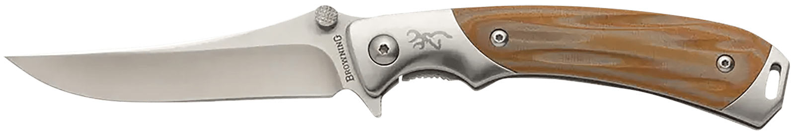 Browning 3220330 Wicked Wing  3.50" Folding Trailing Point Plain Satin 7Cr17MoV SS Blade Amber/Satin G10/SS Handle Includes Pocket Clip