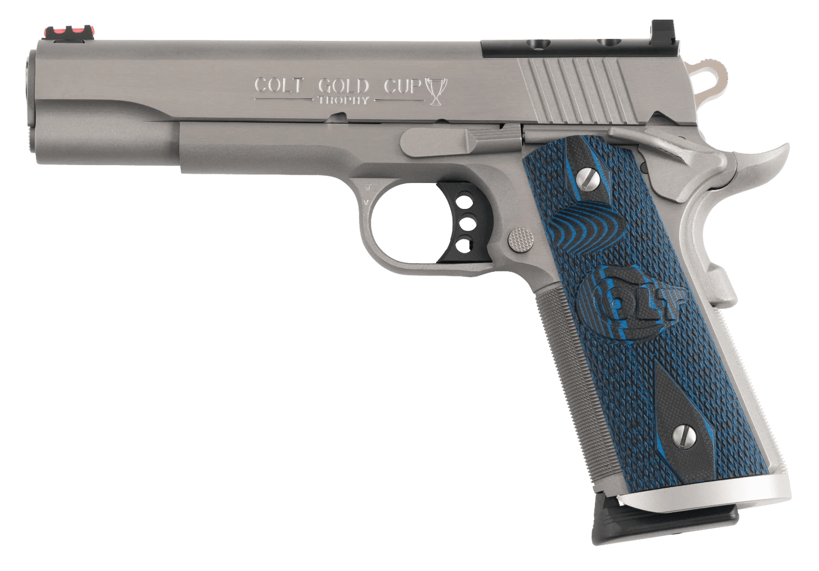 Colt Mfg O5072XEOR Gold Cup Trophy Full Size 9mm Luger 10+1 5" Stainless National Match Barrel, Stainless Steel Optic Ready/Serrated Slide & Frame w/Beavertail, Ambidextrous