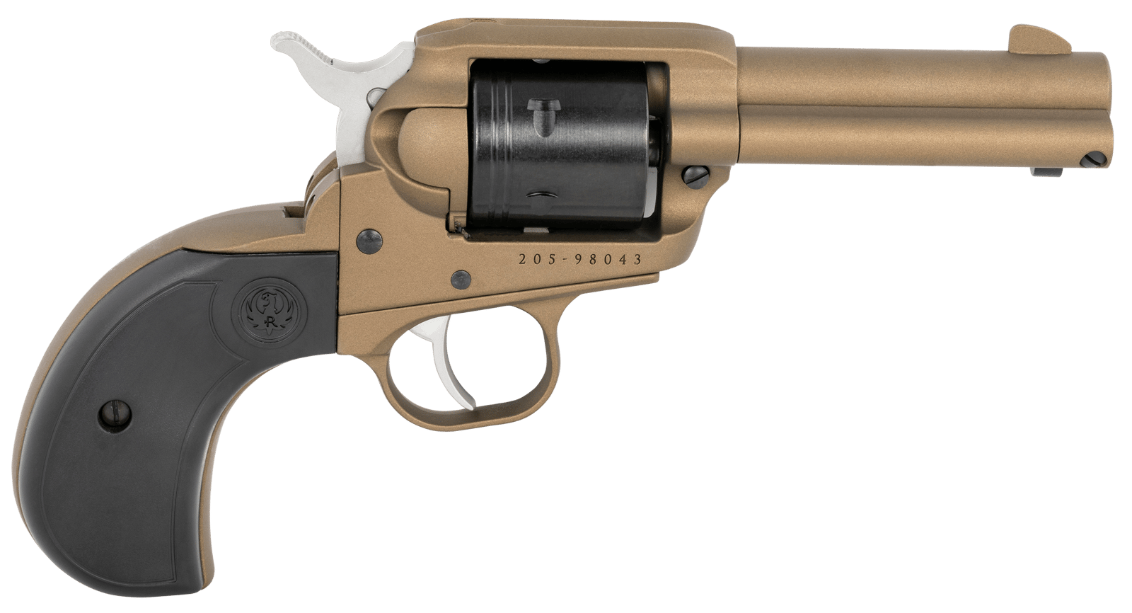 Ruger 2017 Wrangler  22 LR 6 Shot 3.75" Burnt Bronze Cerakote Steel Barrel, Burnt Bronze Cerakote Aluminum Frame, Black Cerakote Cylinder, Black Birdshead Grip, Exposed Hammer