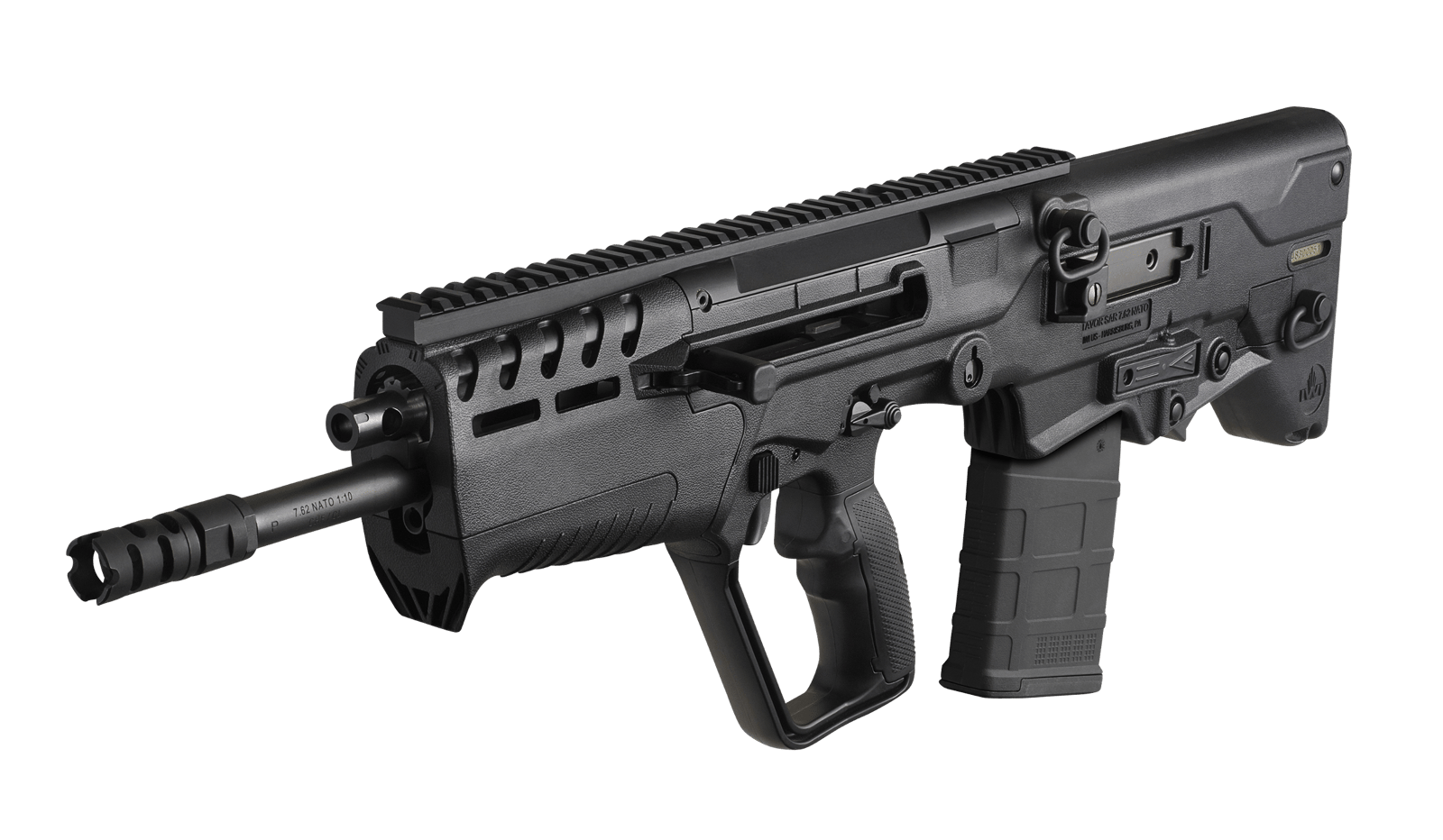 IWI US T7B20 Tavor 7 7.62x51mm NATO Caliber with 20" Barrel, 20+1 Capacity, Black Metal Finish, Black Fixed Bullpup Stock & Black Polymer Grip Ambidextrous Hand