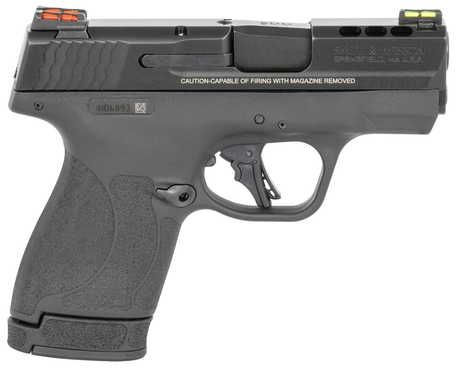 Smith & Wesson 13254 M&P Performance Center Shield Plus 9mm Luger 3.10" Ported Barrel 10+1 Or 13+1, Black Polymer Frame, Ported Armornite Slide, Fiber Optics Sights, Manual Safety