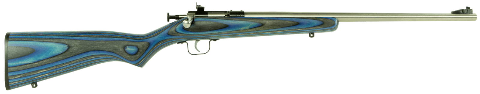 Crickett KSA2223 Youth  22 LR 1rd 16.12" Stainless Steel Barrel, Fixed Front/Adjustable Rear Peep Sights, Blue Laminate Stock w/11.5" LOP, Rebounding Firing Pin Safety