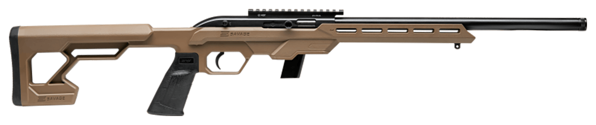 Savage Arms 45124 64 Precision Full Size 22 LR 10+1 16.50" Matte Black Heavy Threaded Barrel, Matte Black Picatinny Rail Carbon Steel Receiver, M-LOK Handguard, Flat Dark Earth Chassis Synthetic Stock